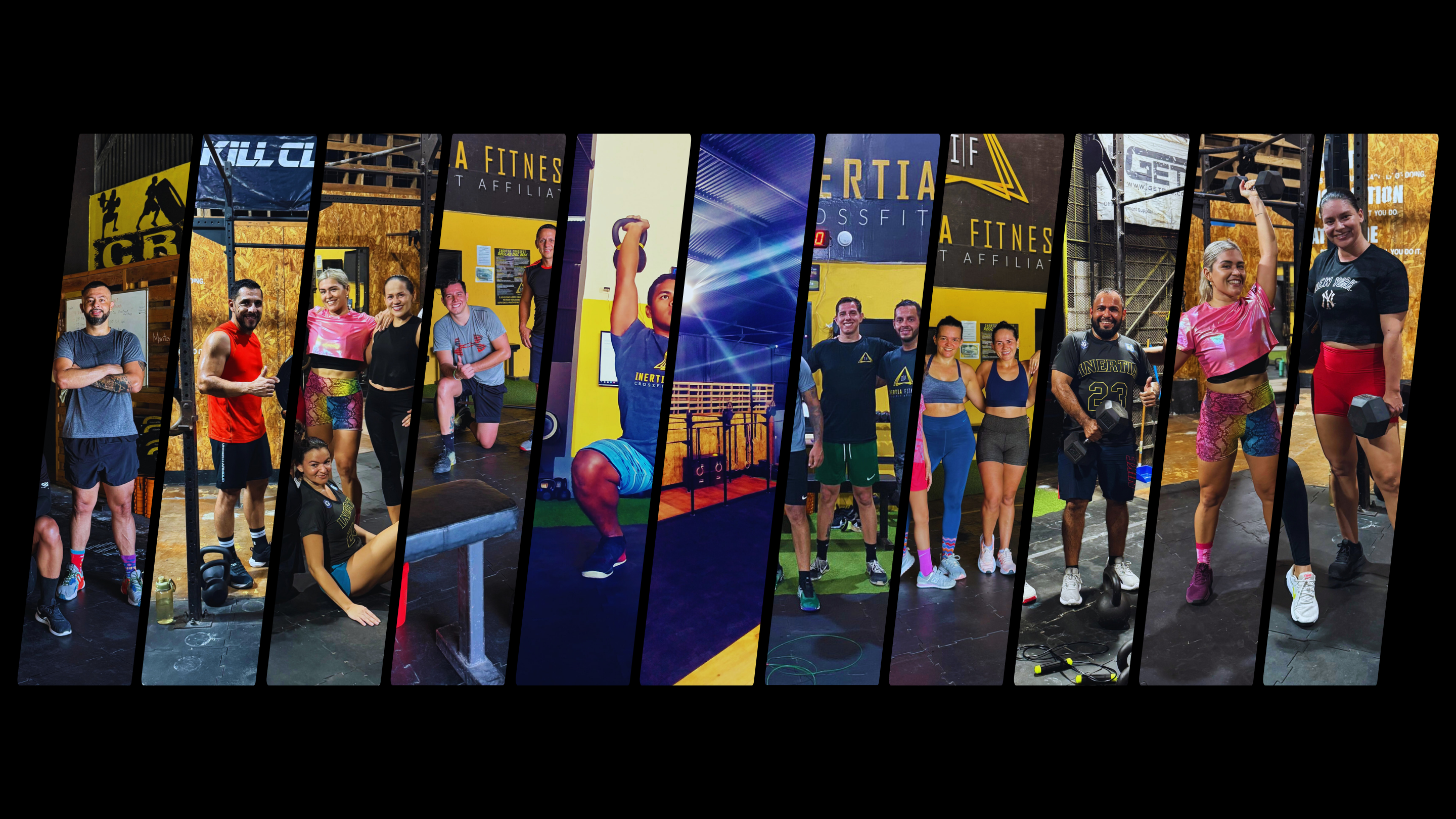 Collage of Inertia Fitness members training